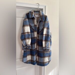 Calvin Klein Blue Plaid Coat Jacket Shacket XXL